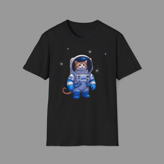 PAWSUPREMACY - Cute Cat Astronaut T Shirt with Stars and Galaxy Space Inspired Graphic Tee for Cat Lovers.