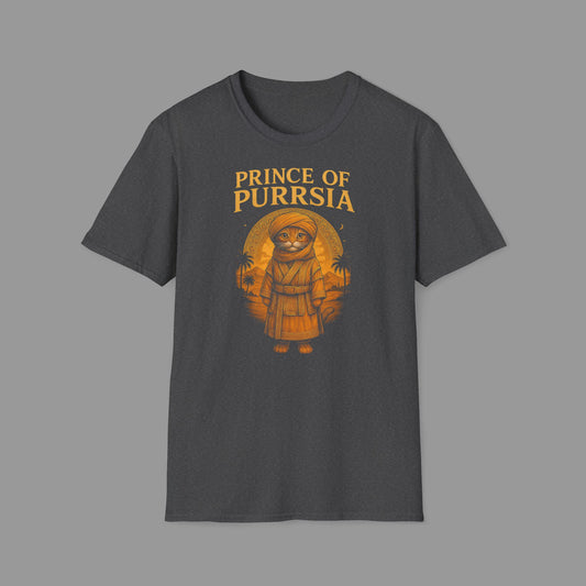 ZALOPA - Prince of Purrsia T-Shirt for Cat Lovers Humorous Cat Design Pet Lover Gift.