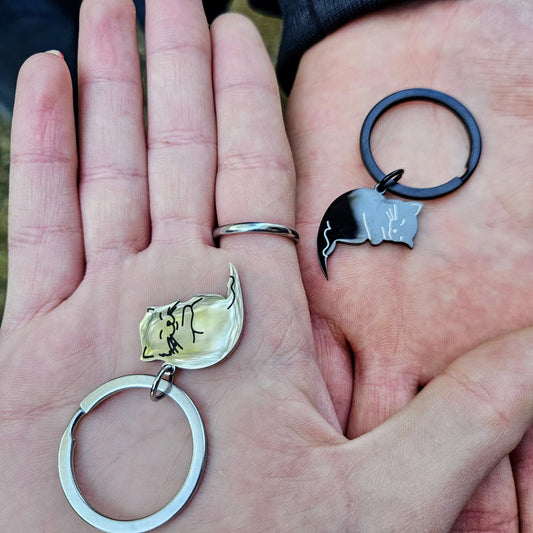 ZALOPA - Yin Yang Cat Keychain Matching Couple Keyring Set for Cat Lovers