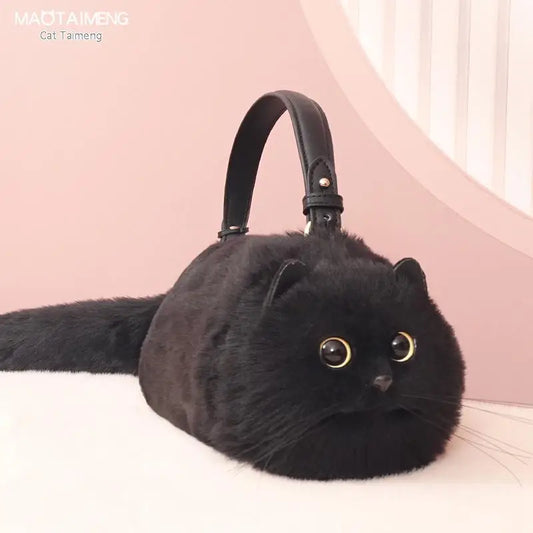 Handmade Plush Cat Shoulder and Crossbody Bag