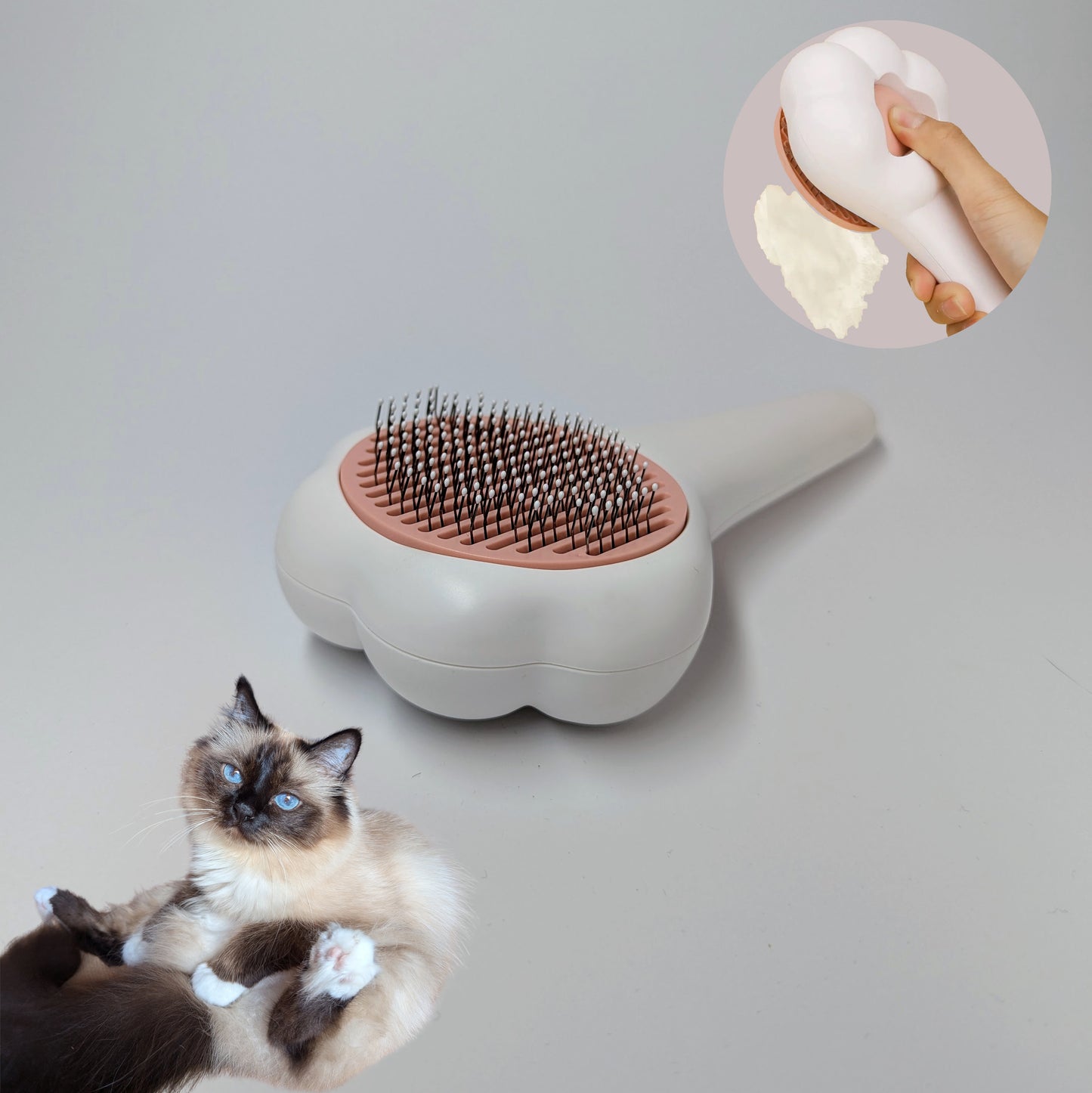 ZALOPA - Paw Shape Self Cleaning Cat Brush One Click Hair Removal Tool for Cats and Dogs