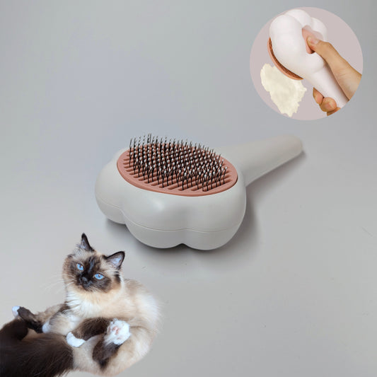 ZALOPA - Paw Shape Self Cleaning Cat Brush One Click Hair Removal Tool for Cats and Dogs