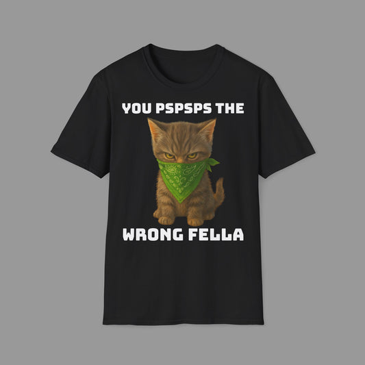 ZALOPA – Funny Cat T Shirt with Green Bandana Cool Gangster Style Graphic Tee for Cat Lovers and Pet Owners.