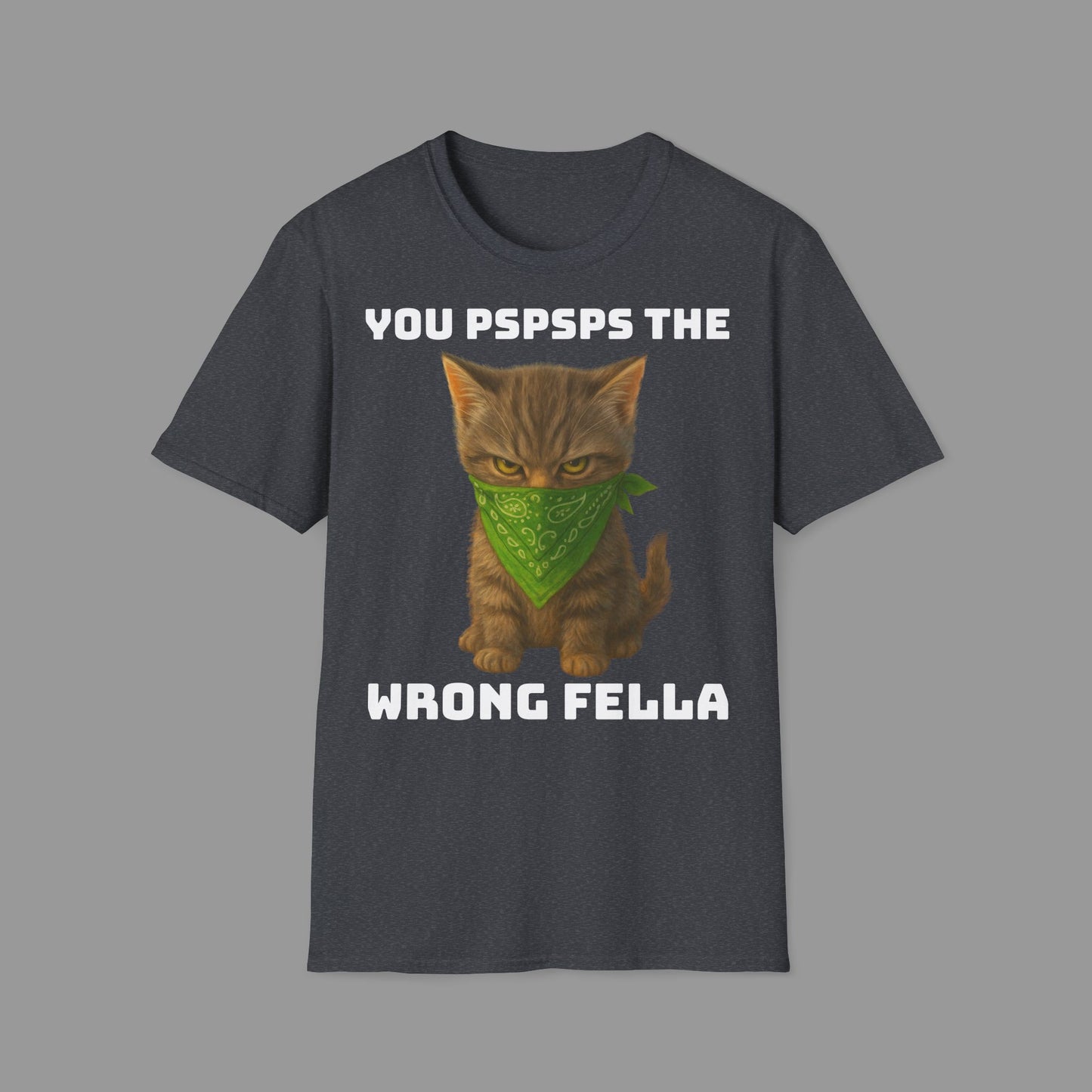 ZALOPA – Funny Cat T Shirt with Green Bandana Cool Gangster Style Graphic Tee for Cat Lovers and Pet Owners.
