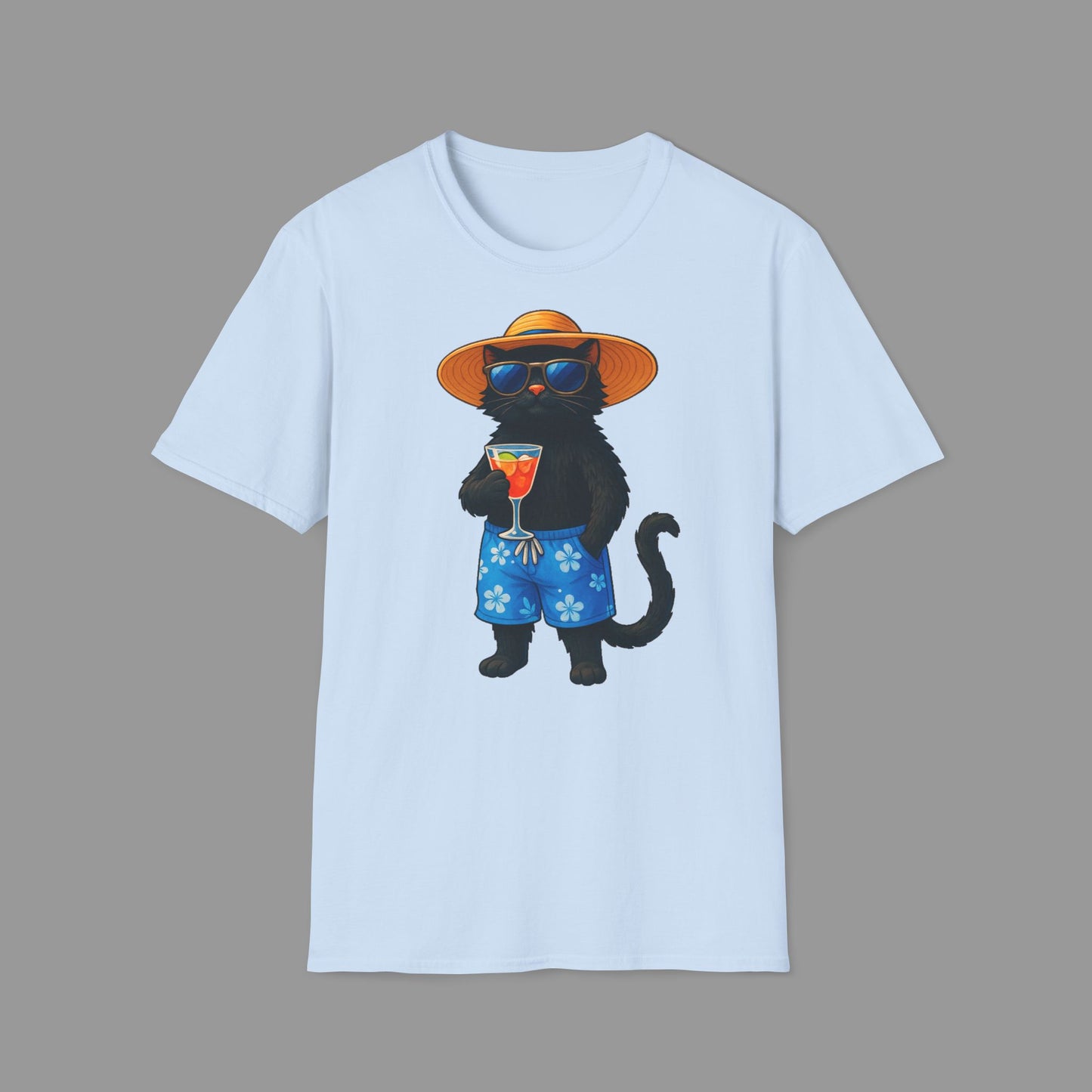 ZALOPA - Fröhliche Katze im Urlaub T-Shirt Lustiges Geschenk für Sommer- und Strandliebhaber.