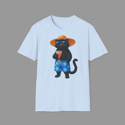 ZALOPA - Fröhliche Katze im Urlaub T-Shirt Lustiges Geschenk für Sommer- und Strandliebhaber.