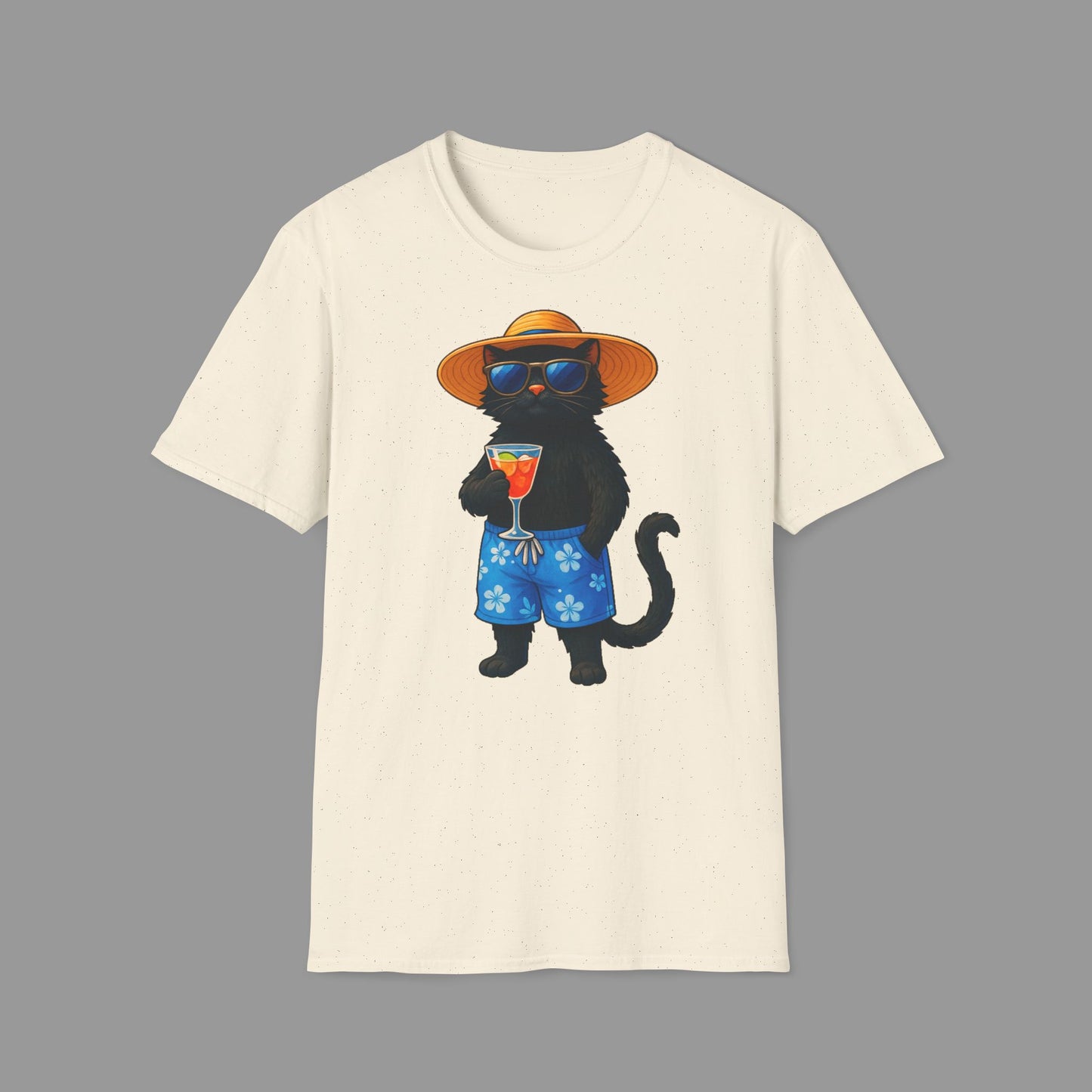 ZALOPA - Fröhliche Katze im Urlaub T-Shirt Lustiges Geschenk für Sommer- und Strandliebhaber.