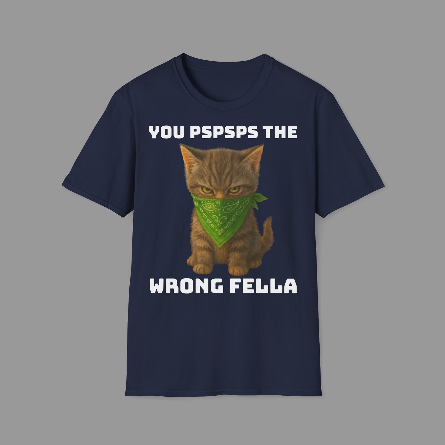 ZALOPA – Funny Cat T Shirt with Green Bandana Cool Gangster Style Graphic Tee for Cat Lovers and Pet Owners.