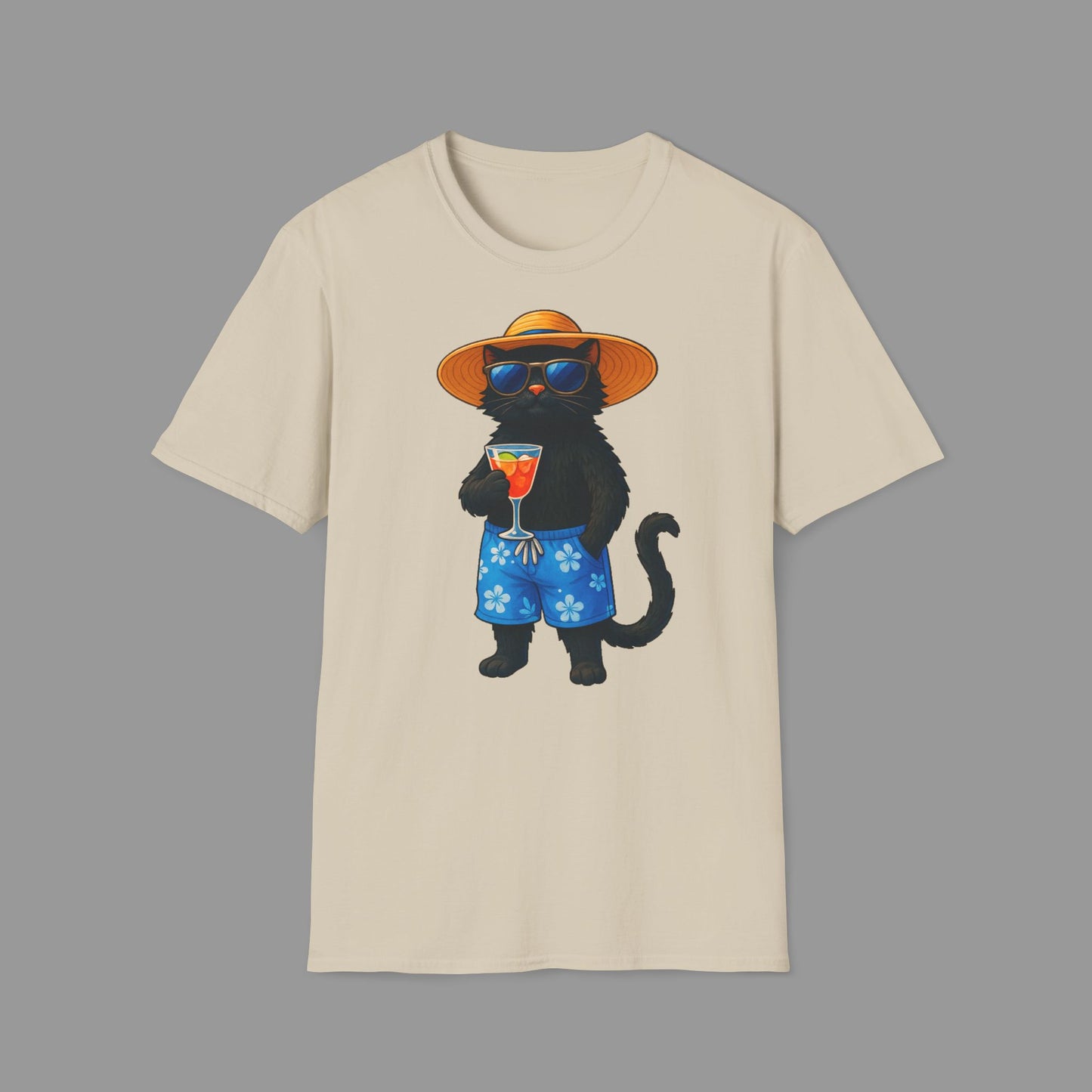 ZALOPA - Fröhliche Katze im Urlaub T-Shirt Lustiges Geschenk für Sommer- und Strandliebhaber.