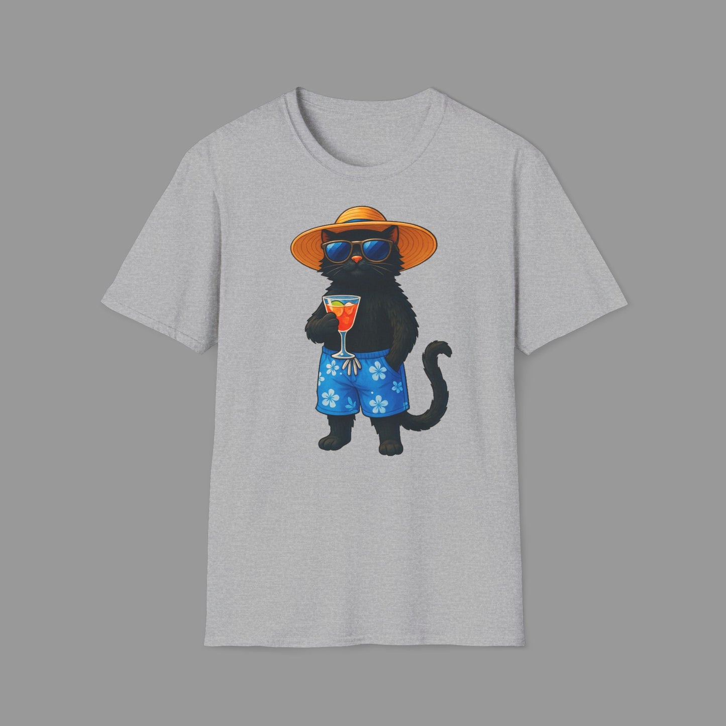 ZALOPA - Fröhliche Katze im Urlaub T-Shirt Lustiges Geschenk für Sommer- und Strandliebhaber.