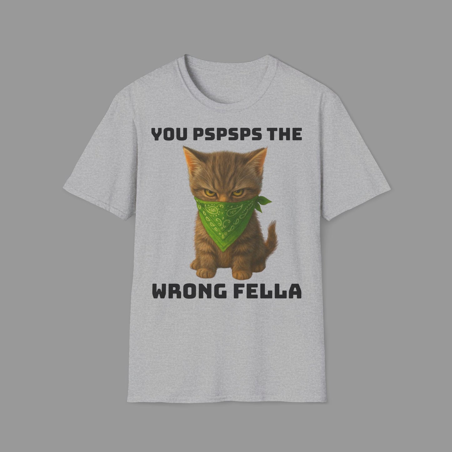 ZALOPA – Funny Cat T Shirt with Green Bandana Cool Gangster Style Graphic Tee for Cat Lovers and Pet Owners.