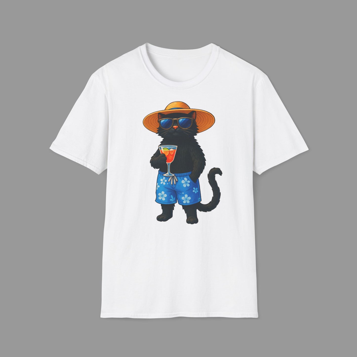 ZALOPA - Fröhliche Katze im Urlaub T-Shirt Lustiges Geschenk für Sommer- und Strandliebhaber.