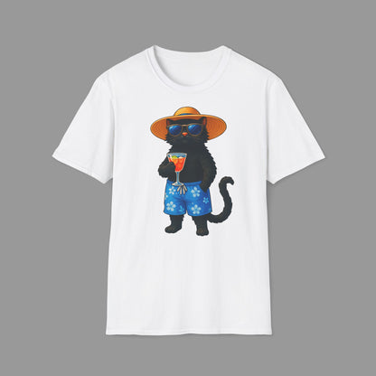 ZALOPA - Fröhliche Katze im Urlaub T-Shirt Lustiges Geschenk für Sommer- und Strandliebhaber.