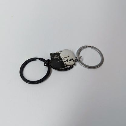 ZALOPA - Yin Yang Cat Keychain Matching Couple Keyring Set for Cat Lovers