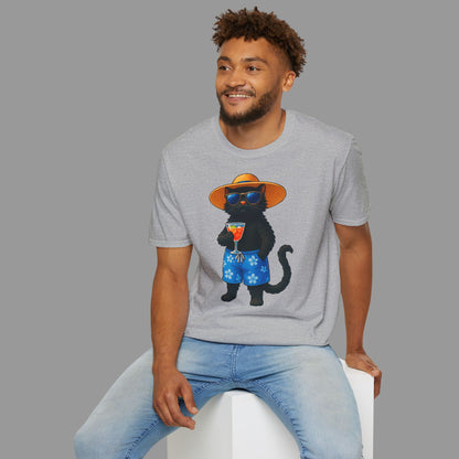 ZALOPA - Fröhliche Katze im Urlaub T-Shirt Lustiges Geschenk für Sommer- und Strandliebhaber.
