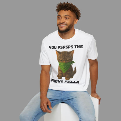 ZALOPA – Funny Cat T Shirt with Green Bandana Cool Gangster Style Graphic Tee for Cat Lovers and Pet Owners.