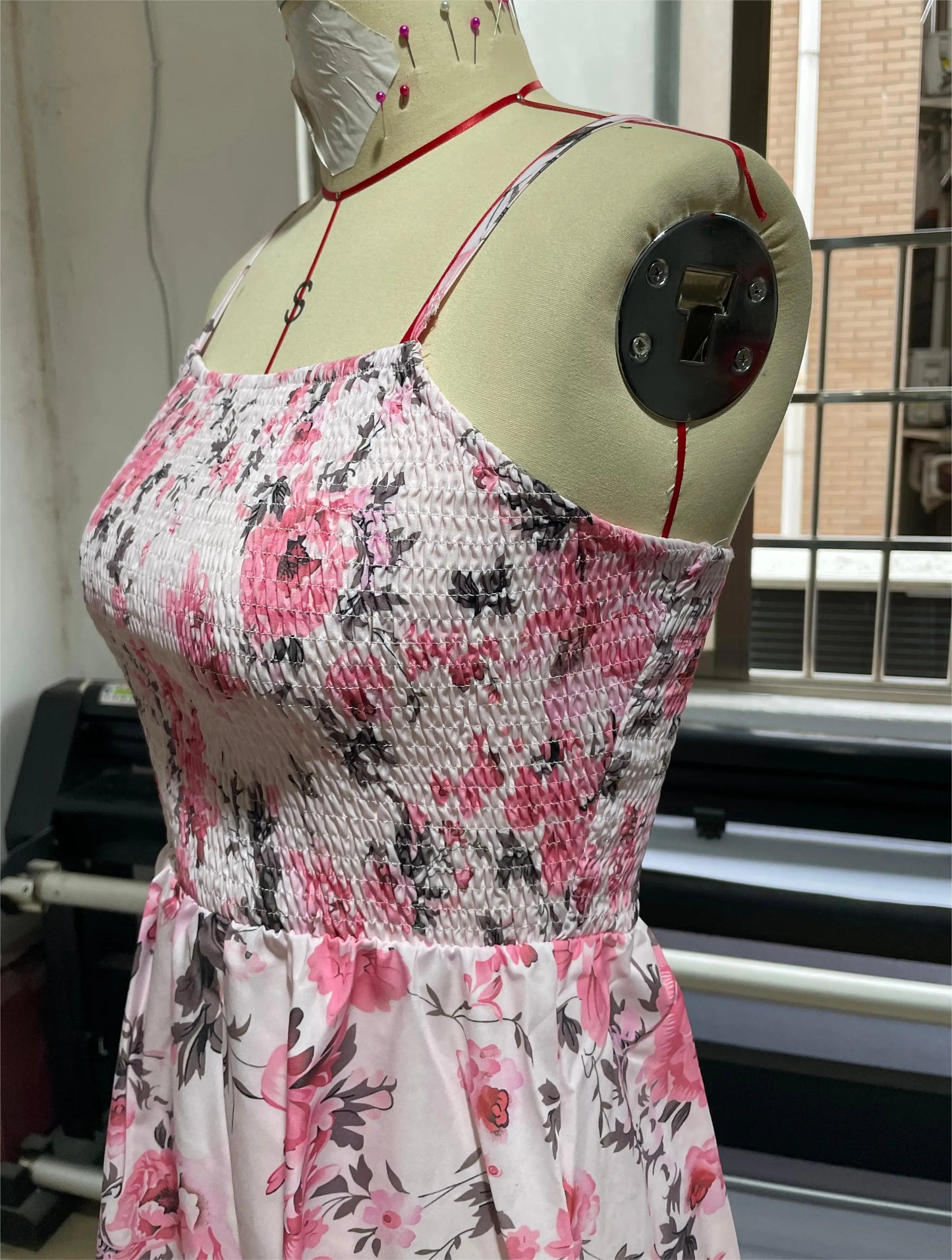 Floral Print Shirred Spaghetti Strap Sundress