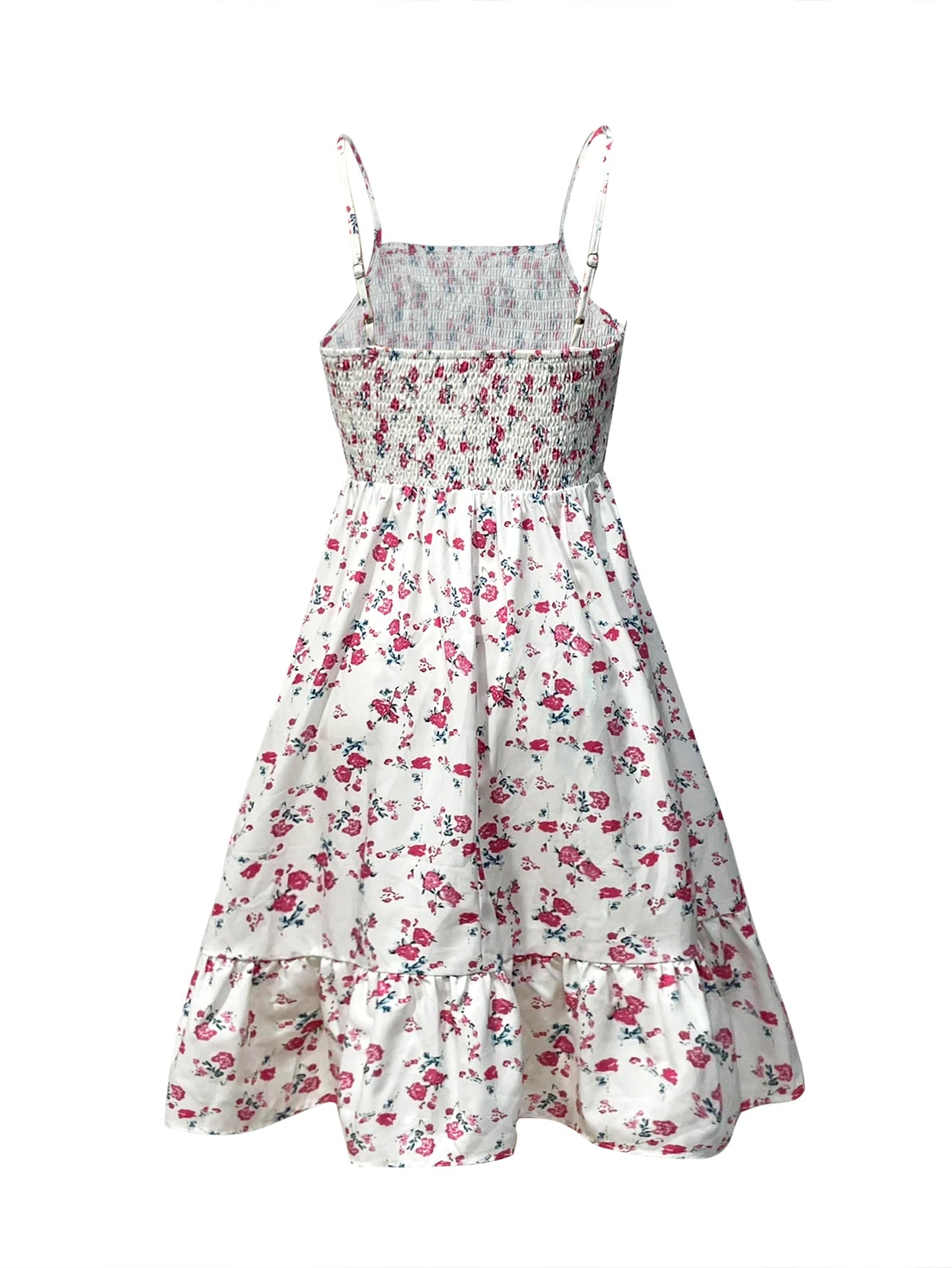 Floral Print Shirred Spaghetti Strap Sundress