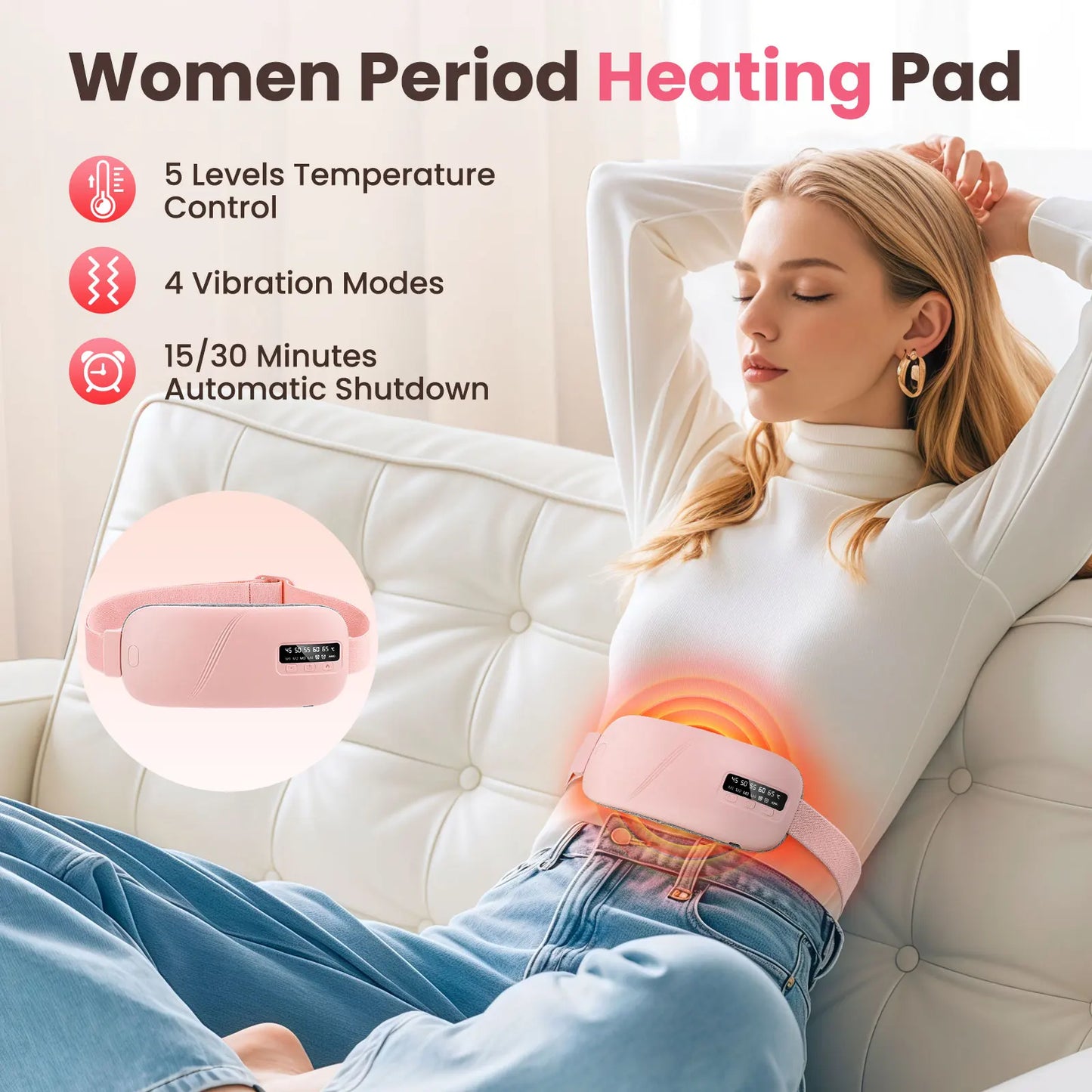 Cordless Menstrual Heating Pad and Soothing Waist Massager
