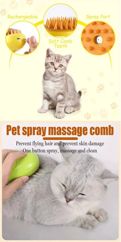3-in-1 Electric Steamy Pet Grooming Brush