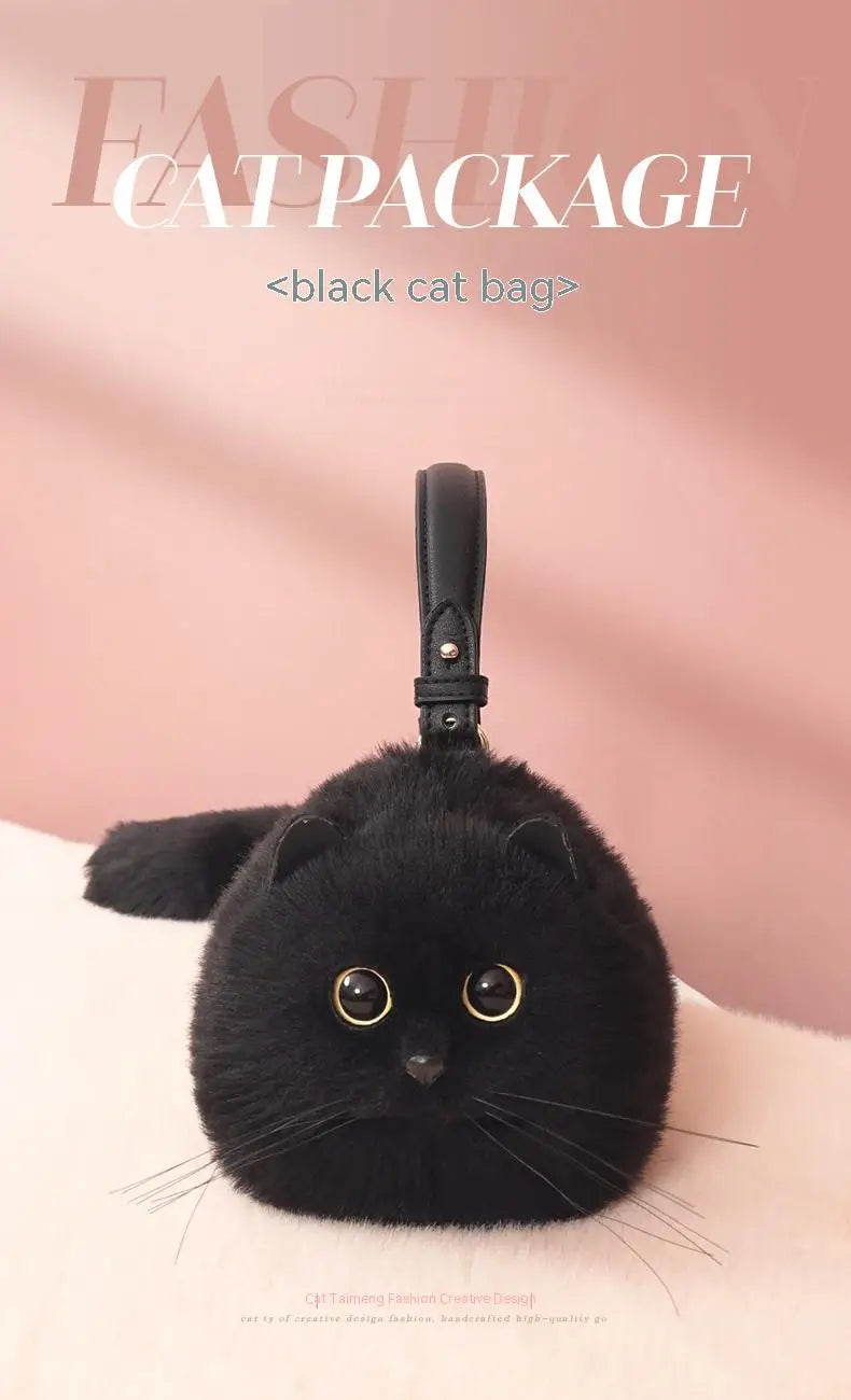 Handmade Plush Cat Shoulder and Crossbody Bag