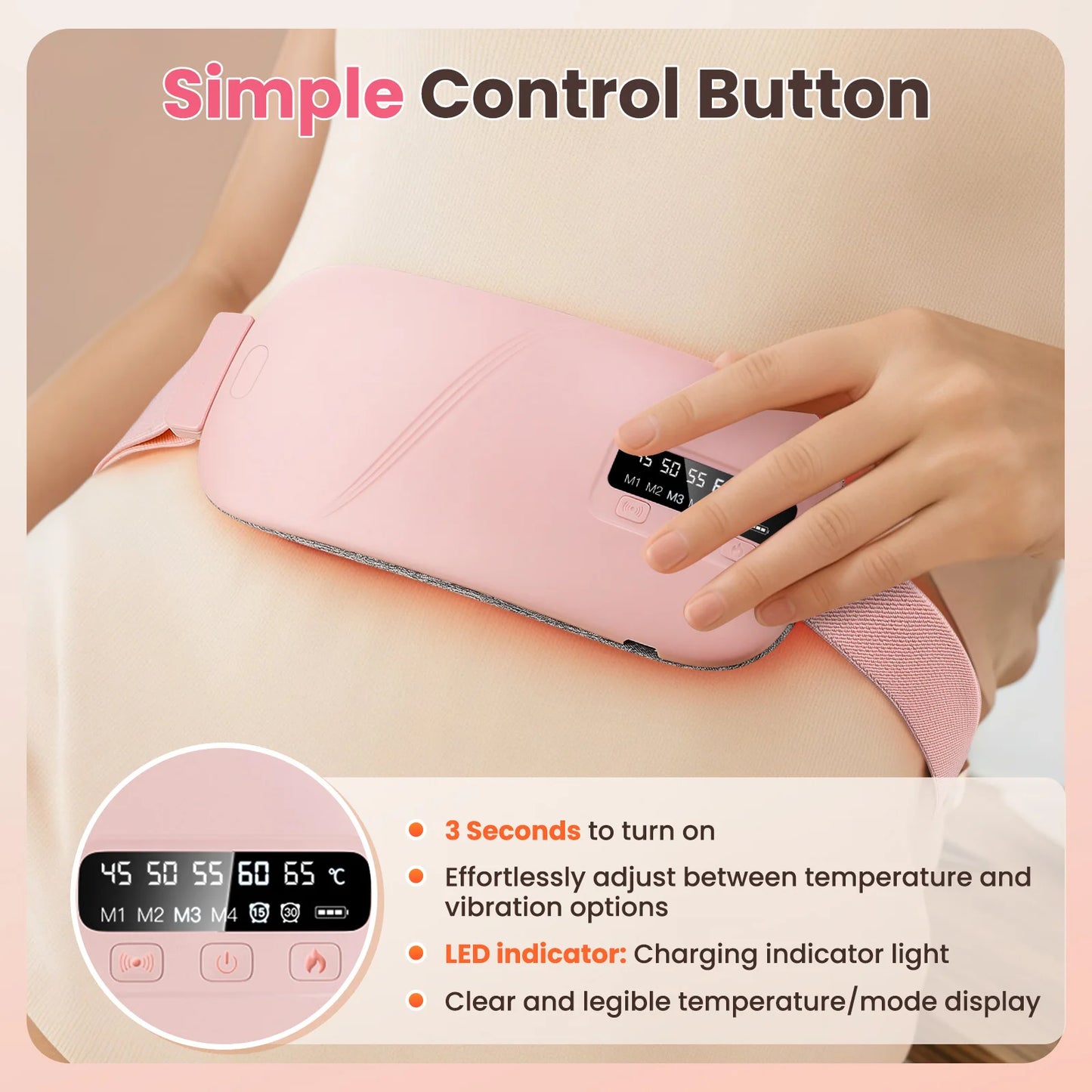 Cordless Menstrual Heating Pad and Soothing Waist Massager