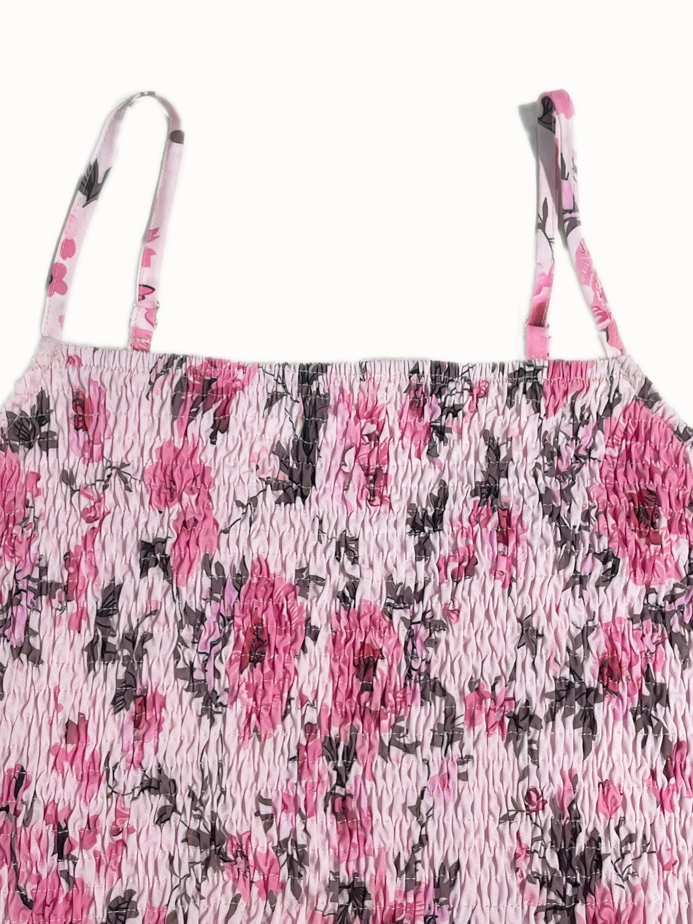 Floral Print Shirred Spaghetti Strap Sundress