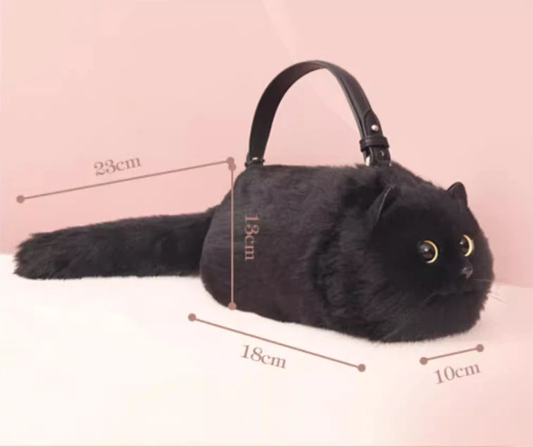 Handmade Plush Cat Shoulder and Crossbody Bag