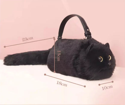 Handmade Plush Cat Shoulder and Crossbody Bag