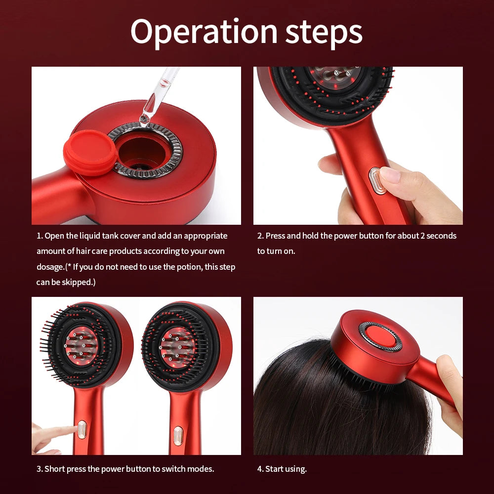 Electric Scalp Massager and Red Light Therapy Hair Care Brush