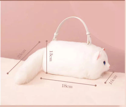 Handmade Plush Cat Shoulder and Crossbody Bag