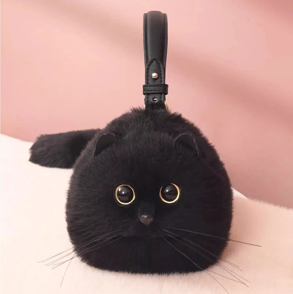 Handmade Plush Cat Shoulder and Crossbody Bag