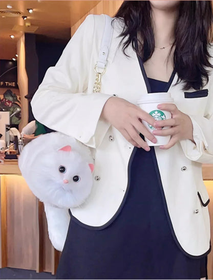 Handmade Plush Cat Shoulder and Crossbody Bag