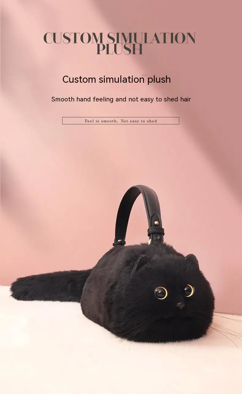 Handmade Plush Cat Shoulder and Crossbody Bag