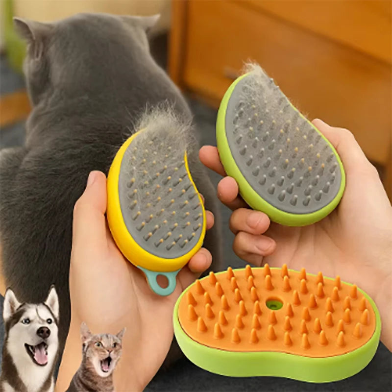 3-in-1 Electric Steamy Pet Grooming Brush