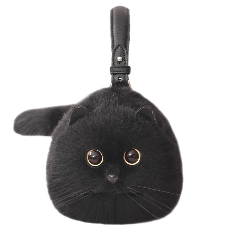 Handmade Plush Cat Shoulder and Crossbody Bag