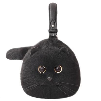 Handmade Plush Cat Shoulder and Crossbody Bag